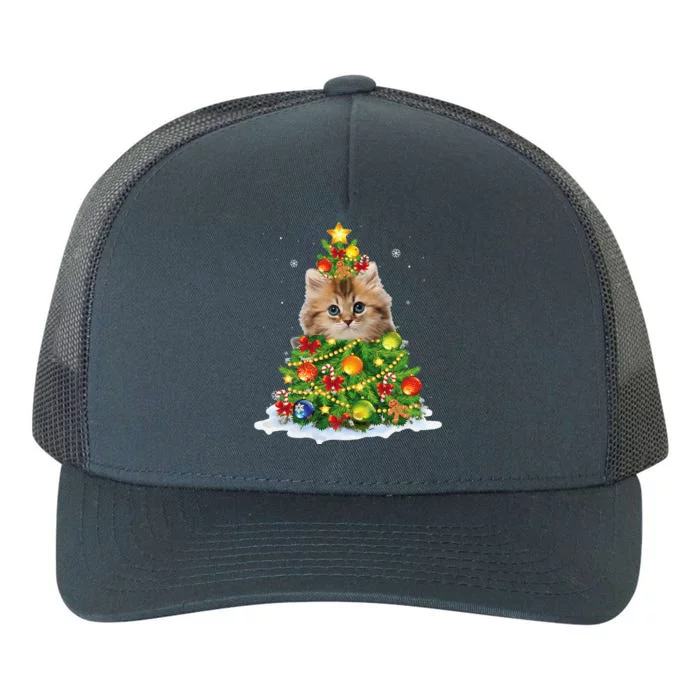 Cat Christmas Tree Ornaments Decor Funny Pajamas Family Xmas Yupoong Adult 5-Panel Trucker Hat