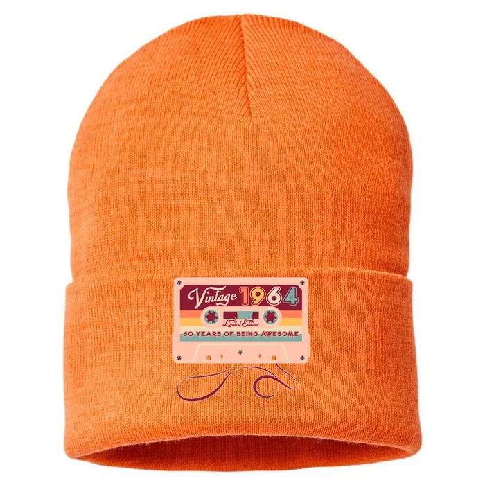 Cute Cassette Tape Limited Edition Vintage 1964 60 Years Of Being Awesome Sustainable Knit Beanie