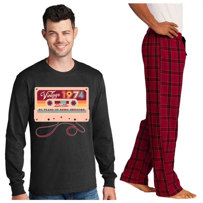 Cute Cassette Tape Limited Edition Vintage 1974 50 Years Of Being Awesome Long Sleeve Pajama Set