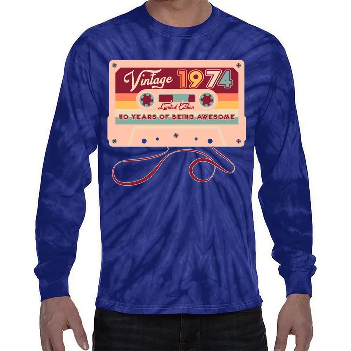 Cute Cassette Tape Limited Edition Vintage 1974 50 Years Of Being Awesome Tie-Dye Long Sleeve Shirt