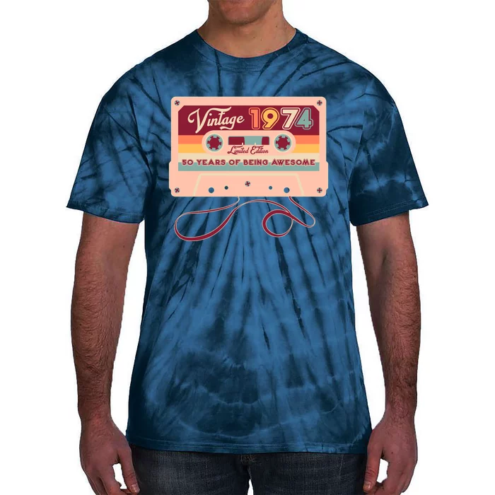 Cute Cassette Tape Limited Edition Vintage 1974 50 Years Of Being Awesome Tie-Dye T-Shirt