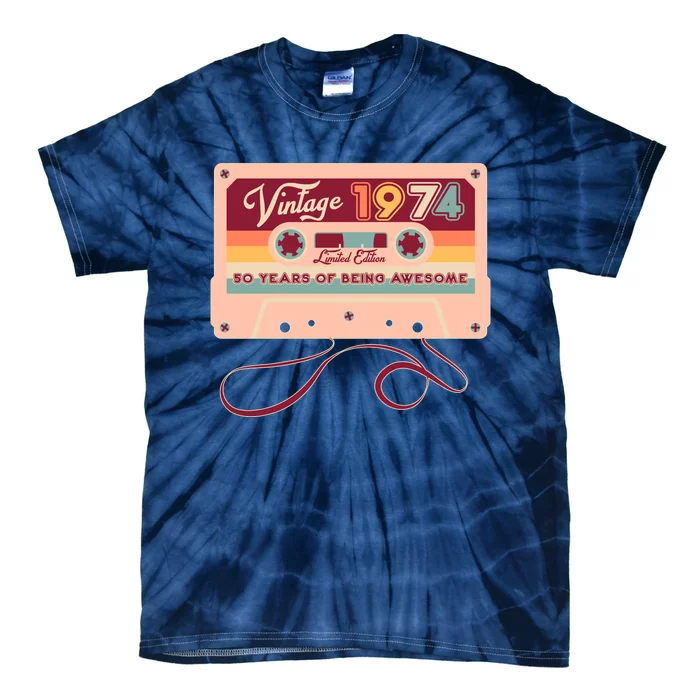 Cute Cassette Tape Limited Edition Vintage 1974 50 Years Of Being Awesome Tie-Dye T-Shirt