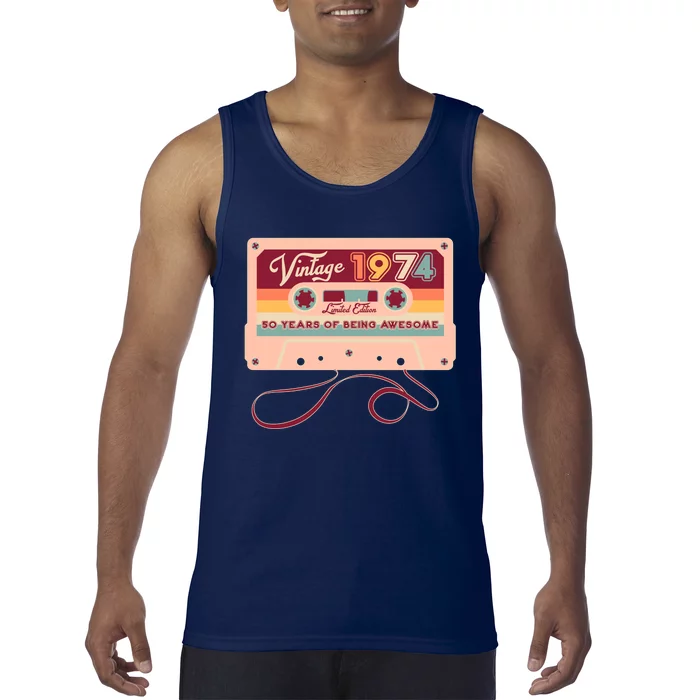 Cute Cassette Tape Limited Edition Vintage 1974 50 Years Of Being Awesome Tank Top