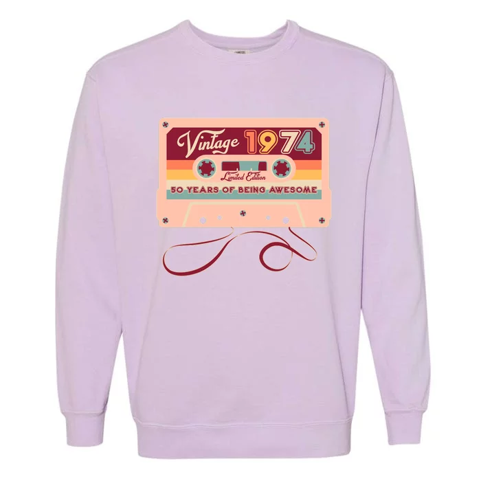 Cute Cassette Tape Limited Edition Vintage 1974 50 Years Of Being Awesome Garment-Dyed Sweatshirt