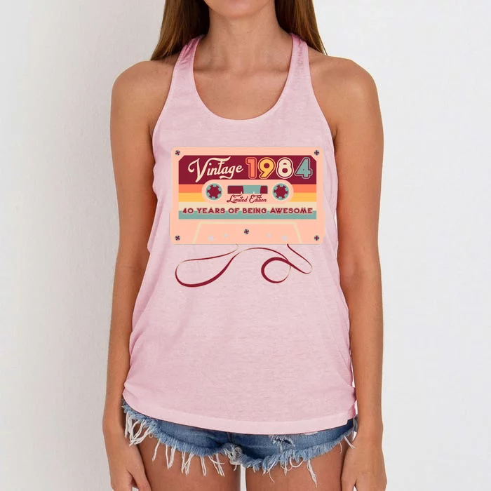 Cute Cassette Tape Limited Edition Vintage 1984 40 Years Of Being Awesome Women's Knotted Racerback Tank