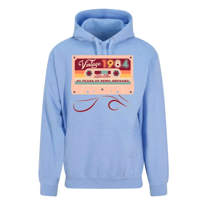 Cute Cassette Tape Limited Edition Vintage 1984 40 Years Of Being Awesome Unisex Surf Hoodie