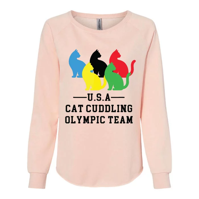 Cat Cuddling Team Womens California Wash Sweatshirt