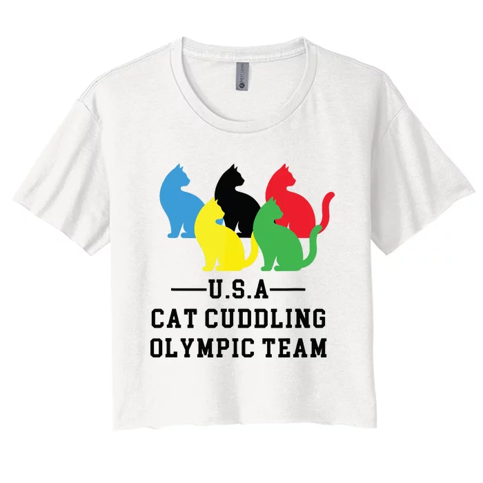 Cat Cuddling Team Women's Crop Top Tee