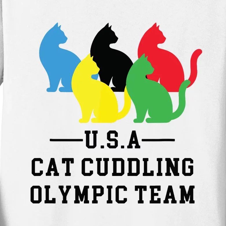 Cat Cuddling Team Kids Long Sleeve Shirt