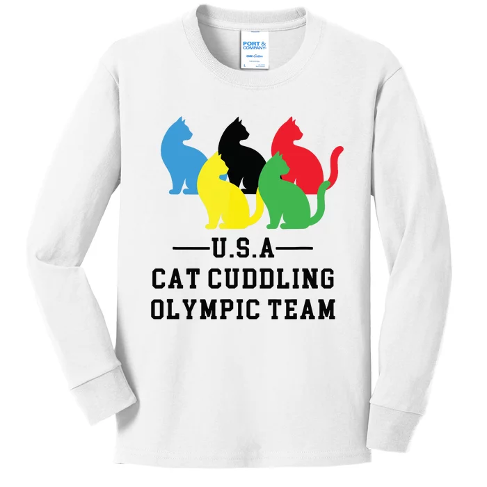 Cat Cuddling Team Kids Long Sleeve Shirt