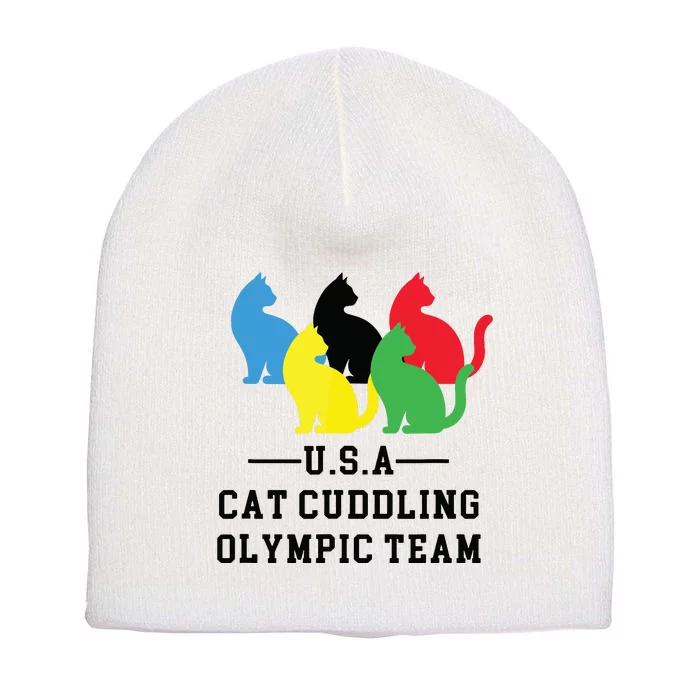 Cat Cuddling Team Short Acrylic Beanie