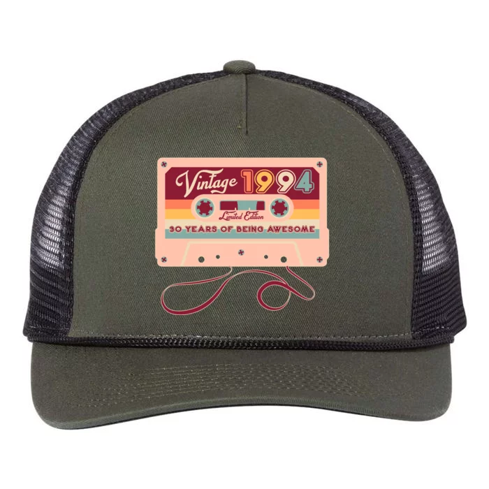 Cute Cassette Tape Limited Edition Vintage 1994 30 Years Of Being Awesome Retro Rope Trucker Hat Cap