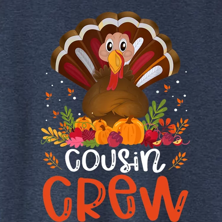 Cousin Crew Turkey Cute Family Thanksgiving Pajamas Matching Women's Crop Top Tee