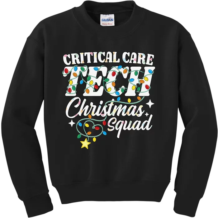 Critical Care Tech Christmas Squad Intensive Care Technician Kids Sweatshirt