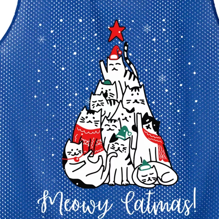 Cat Christmas Tree Meowy Catmas Cat Mesh Reversible Basketball Jersey Tank