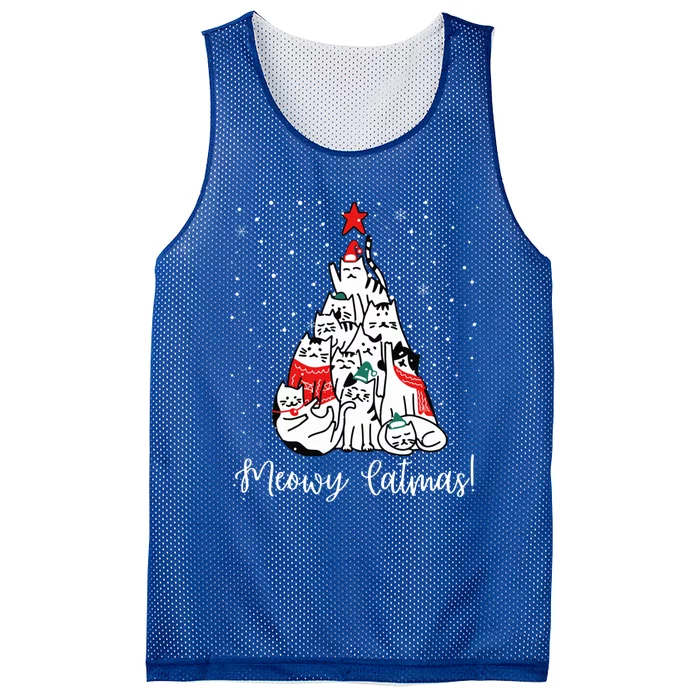 Cat Christmas Tree Meowy Catmas Cat Mesh Reversible Basketball Jersey Tank