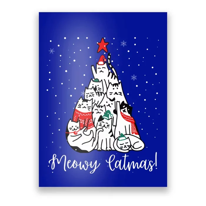 Cat Christmas Tree Meowy Catmas Cat Poster