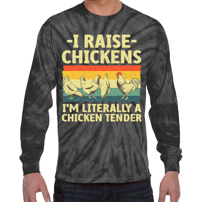 Cool Chicken Tender Art For Women Poultry Chicken Farmer Tie-Dye Long Sleeve Shirt