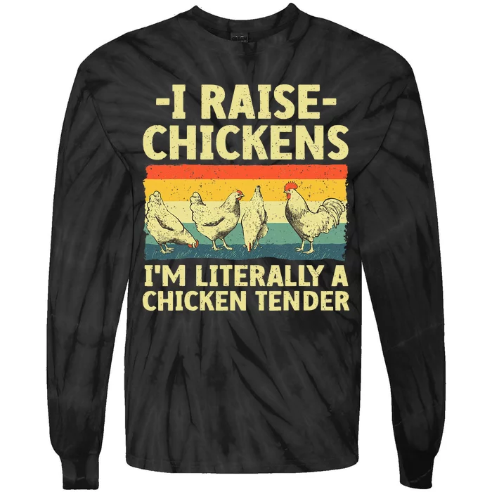 Cool Chicken Tender Art For Women Poultry Chicken Farmer Tie-Dye Long Sleeve Shirt