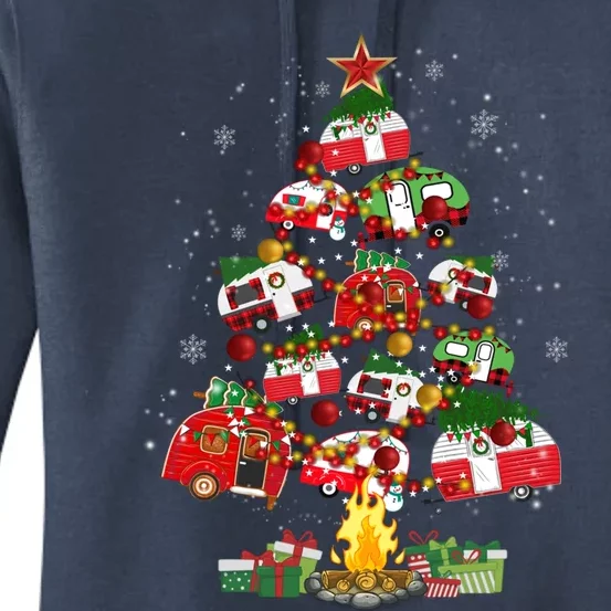 Camper Christmas Tree Camping Noel Camp Travel Xmas Holiday Gift Women's Pullover Hoodie