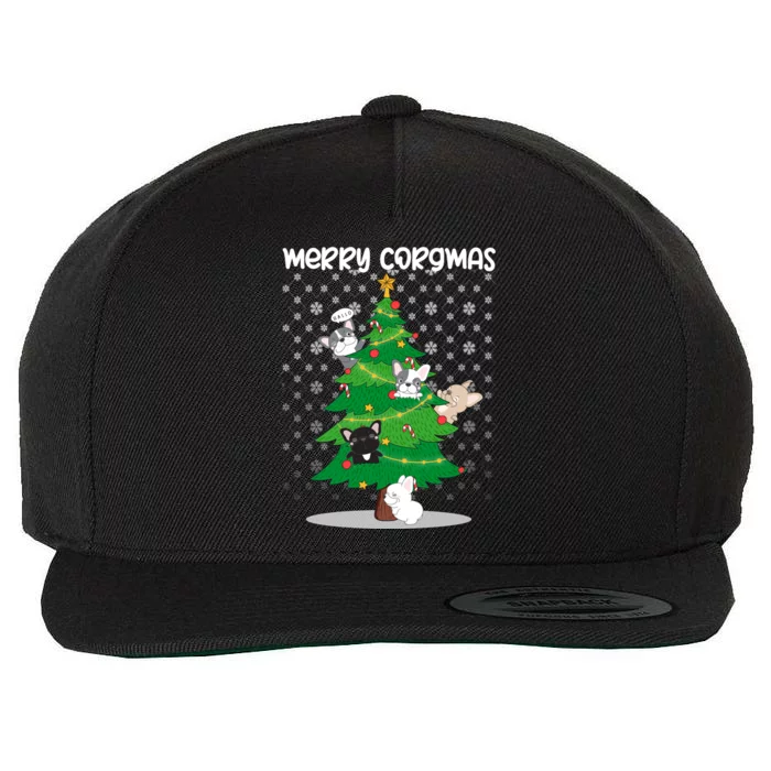 Corgi Christmas Tree Dog Santa Merry Dogmas Wool Snapback Cap