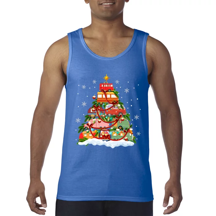 Camper Christmas Tree Lights Vehicles Rv Car Camping Snow Meaningful Gift Tank Top