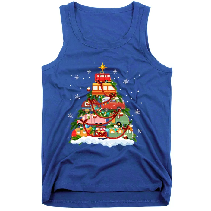 Camper Christmas Tree Lights Vehicles Rv Car Camping Snow Meaningful Gift Tank Top