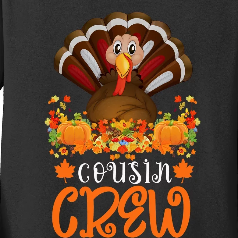 Cousin Crew Turkey Cute Family Thanksgiving Pajamas Matching Kids Long Sleeve Shirt