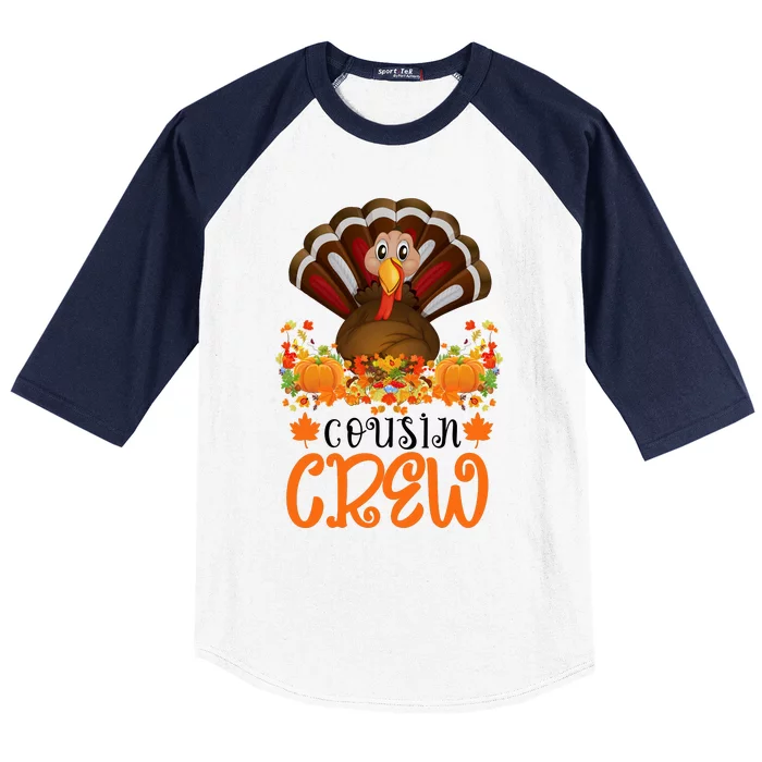 Cousin Crew Turkey Cute Family Thanksgiving Pajamas Matching Baseball Sleeve Shirt