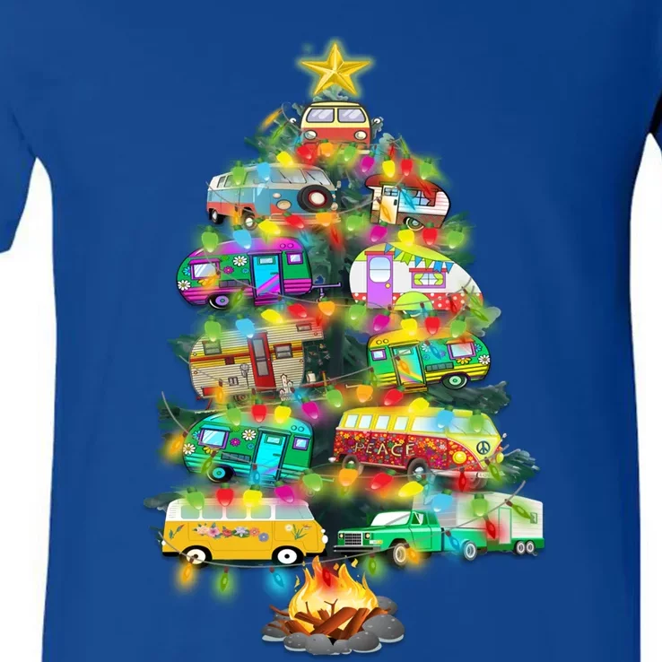 Camper Christmas Tree Design RvErs Campers Camping Gift V-Neck T-Shirt