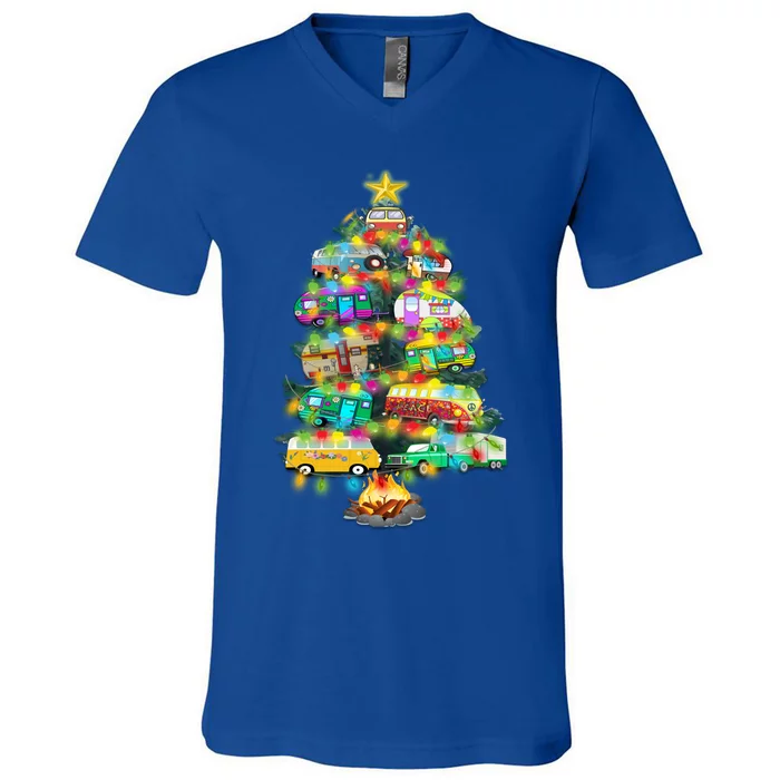 Camper Christmas Tree Design RvErs Campers Camping Gift V-Neck T-Shirt