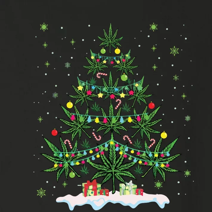 Cannabis Christmas Tree Xmas Funny Smoking Weed Marijuana Toddler Long Sleeve Shirt