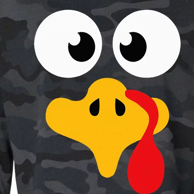 Crazy cute thanksgiving turkey face for dinner costume Cropped Pullover Crew