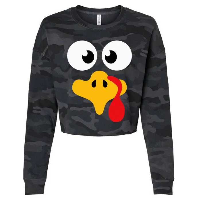 Crazy cute thanksgiving turkey face for dinner costume Cropped Pullover Crew