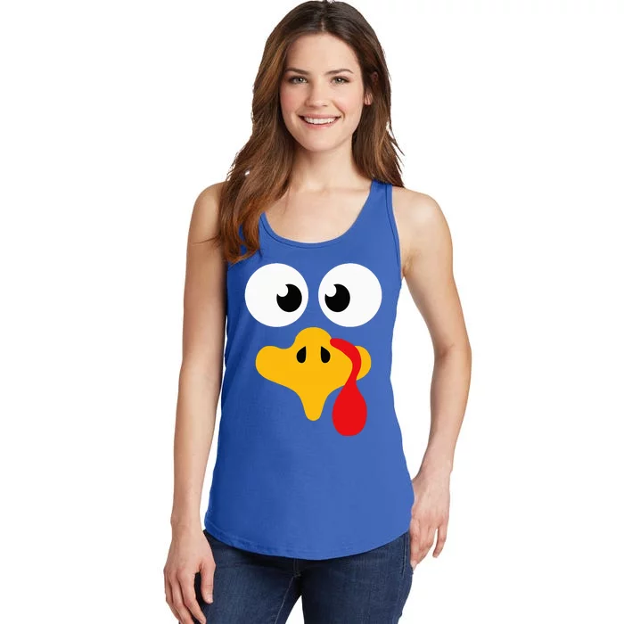 Crazy cute thanksgiving turkey face for dinner costume Ladies Essential Tank