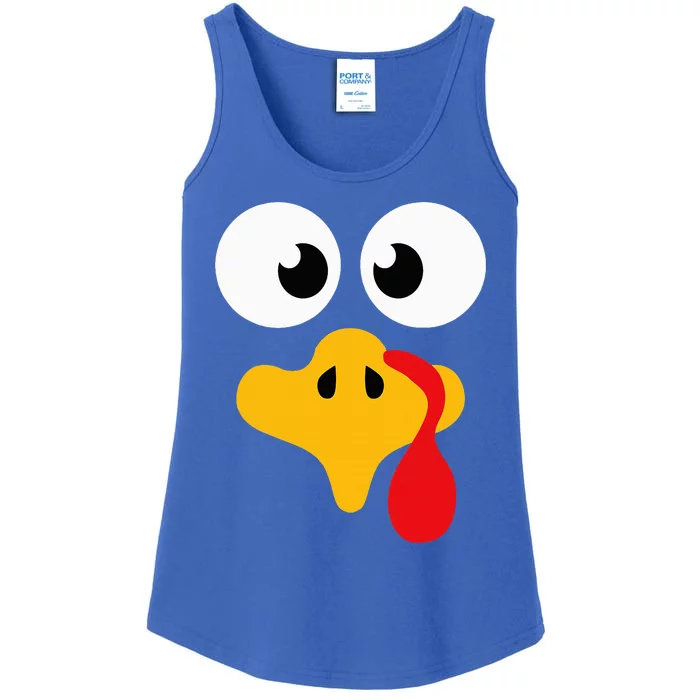 Crazy cute thanksgiving turkey face for dinner costume Ladies Essential Tank