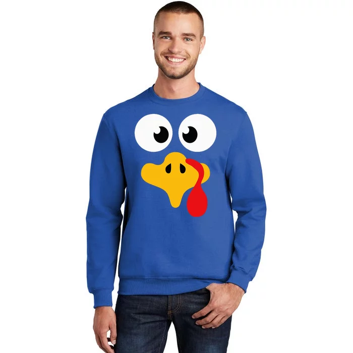 Crazy cute thanksgiving turkey face for dinner costume Tall Sweatshirt