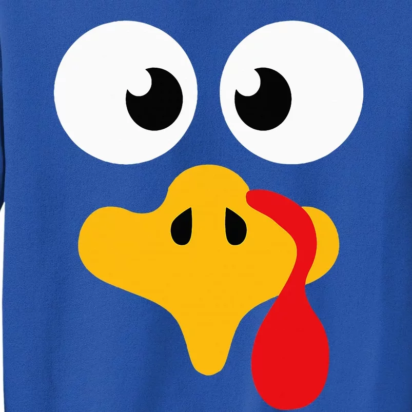 Crazy cute thanksgiving turkey face for dinner costume Tall Sweatshirt