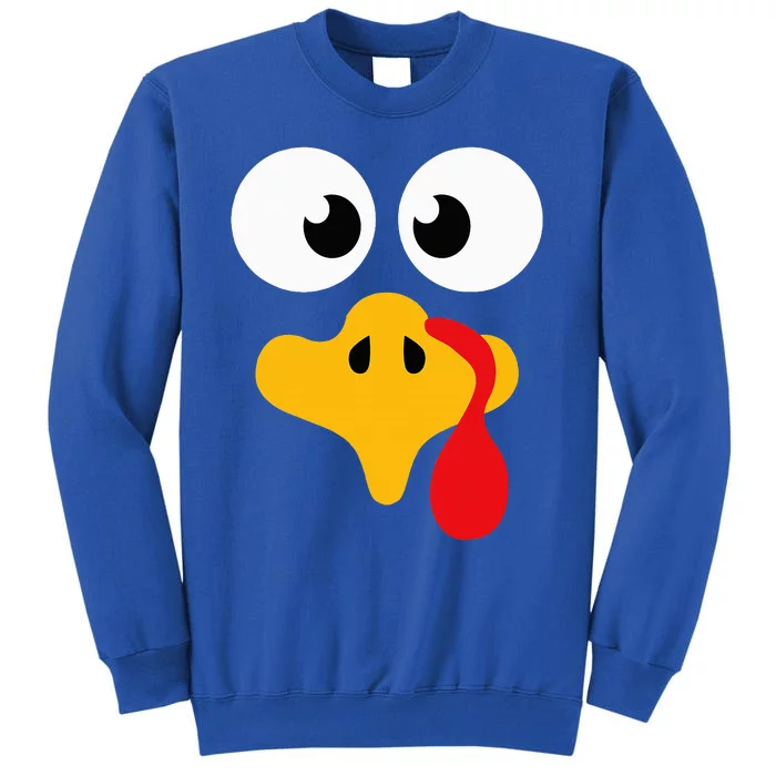 Crazy cute thanksgiving turkey face for dinner costume Tall Sweatshirt