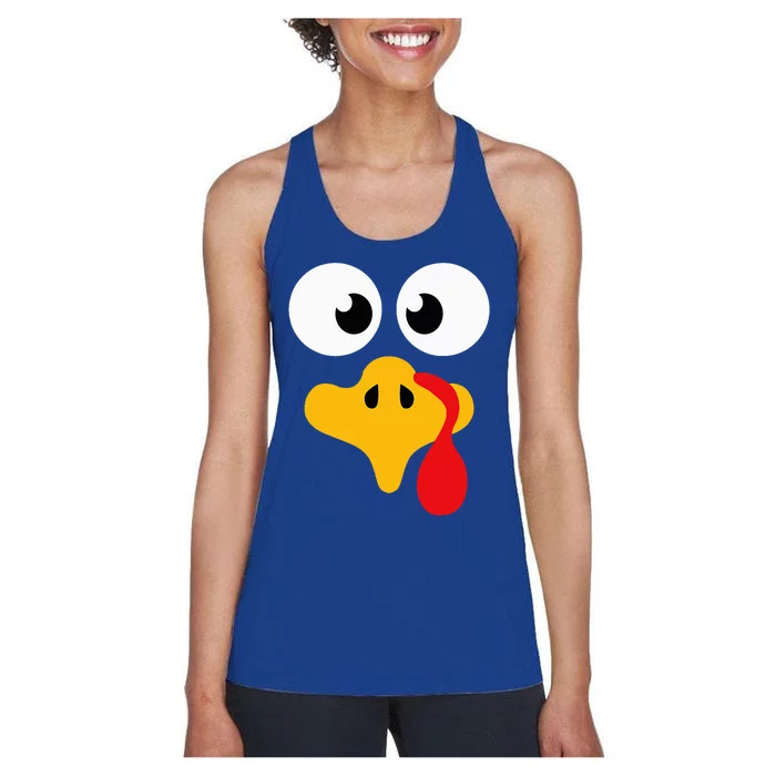 Crazy cute thanksgiving turkey face for dinner costume Women's Racerback Tank