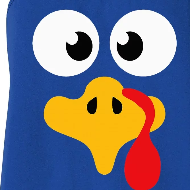 Crazy cute thanksgiving turkey face for dinner costume Women's Racerback Tank