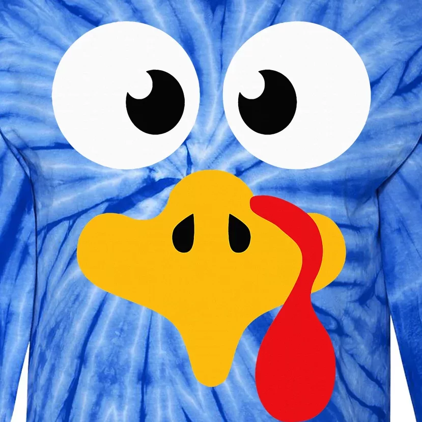 Crazy cute thanksgiving turkey face for dinner costume Tie-Dye Long Sleeve Shirt