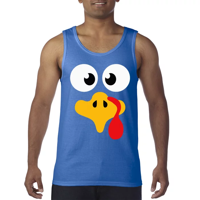 Crazy cute thanksgiving turkey face for dinner costume Tank Top