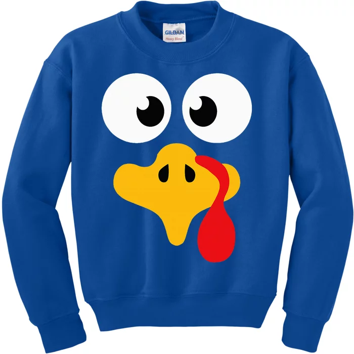 Crazy cute thanksgiving turkey face for dinner costume Kids Sweatshirt