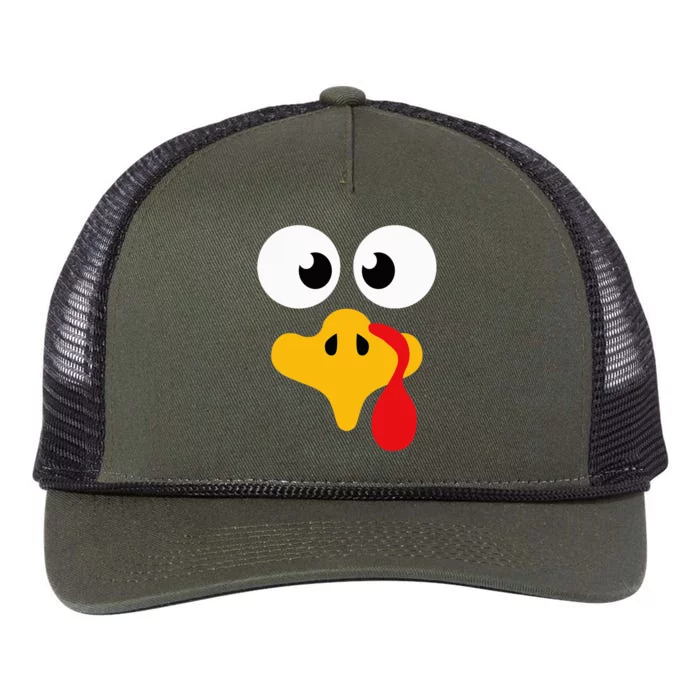 Crazy cute thanksgiving turkey face for dinner costume Retro Rope Trucker Hat Cap