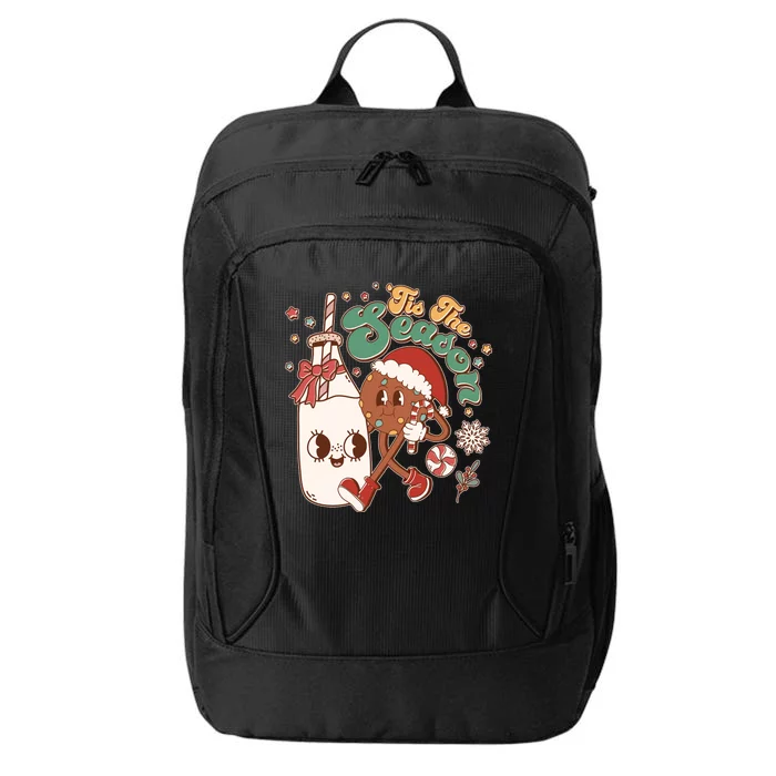 Cute Christmas Tis The Season Retro Cartoon Santa Cookie And Milk City Backpack