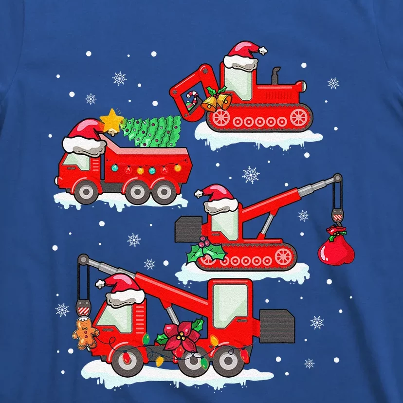 Christmas Crane Truck Construction Santa T-Shirt