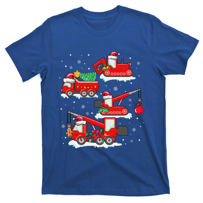 Christmas Crane Truck Construction Santa T-Shirt