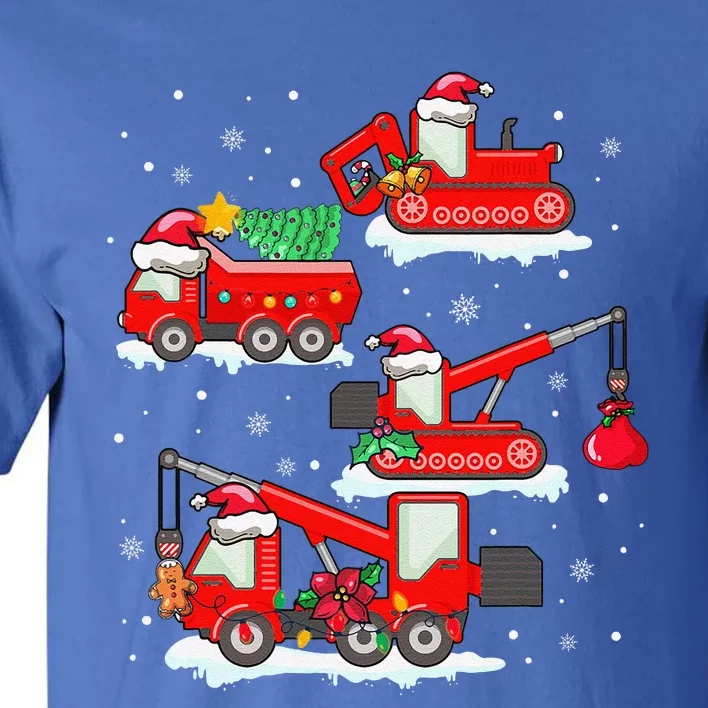 Christmas Crane Truck Construction Santa Tall T-Shirt