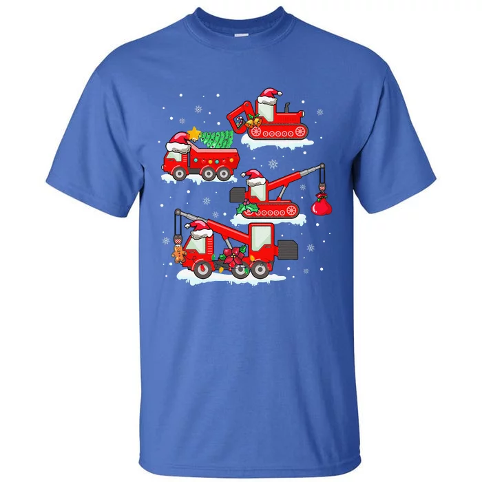 Christmas Crane Truck Construction Santa Tall T-Shirt